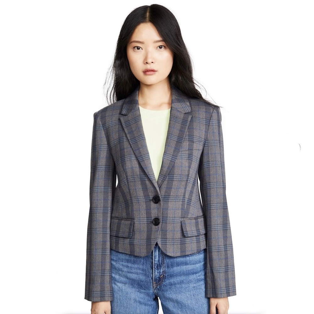 MARISSA WEBB Wren Plaid Boy Blazer Gray Size XS